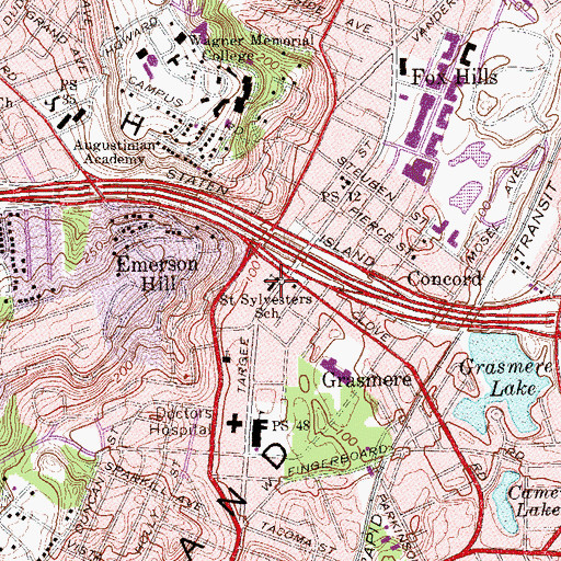 Topographic Map of Saint Sylvesters School, NY