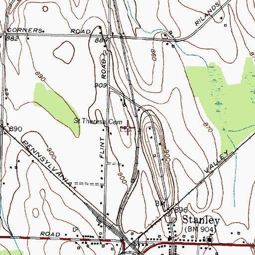 Topographic Map of Saint Theresa Cemetery, NY