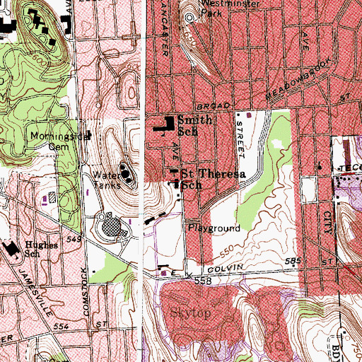 Topographic Map of Saint Theresa School, NY