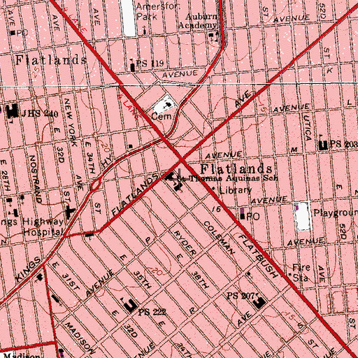 Topographic Map of Saint Thomas Aquinas School, NY