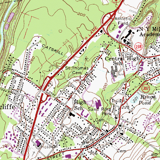 Topographic Map of Saint Thomas Cemetery, NY