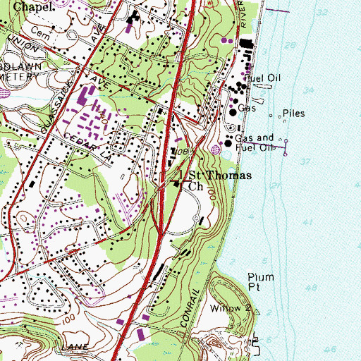 Topographic Map of Saint Thomas Episcopal Church, NY