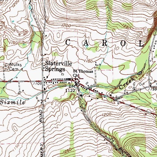 Topographic Map of Saint Thomas Church, NY