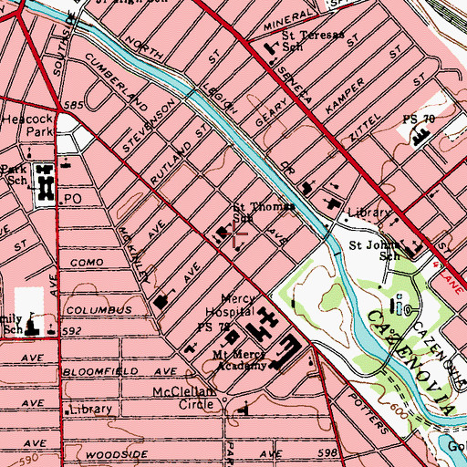 Topographic Map of Saint Thomas School, NY