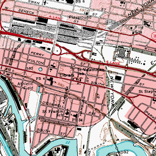 Topographic Map of Saint Valentines School, NY