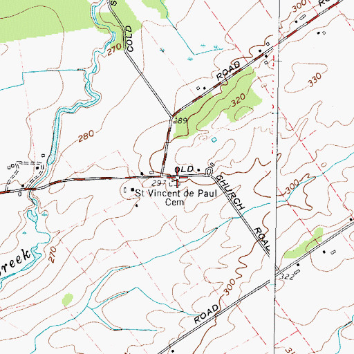 Topographic Map of Saint Vincent de Paul Cemetery, NY