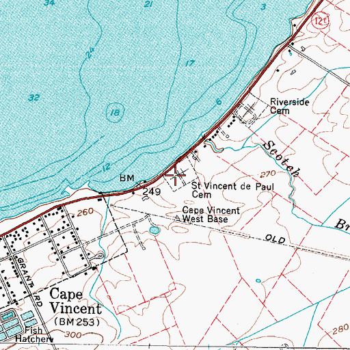 Topographic Map of Saint Vincent de Paul Cemetery, NY