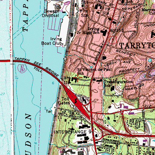 Topographic Map of Saint Vincent de Paul School, NY
