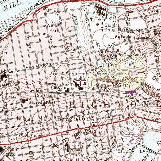 Topographic Map of Richmond University Medical Center, NY
