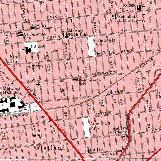 Topographic Map of Saint Vincent Ferrer School, NY