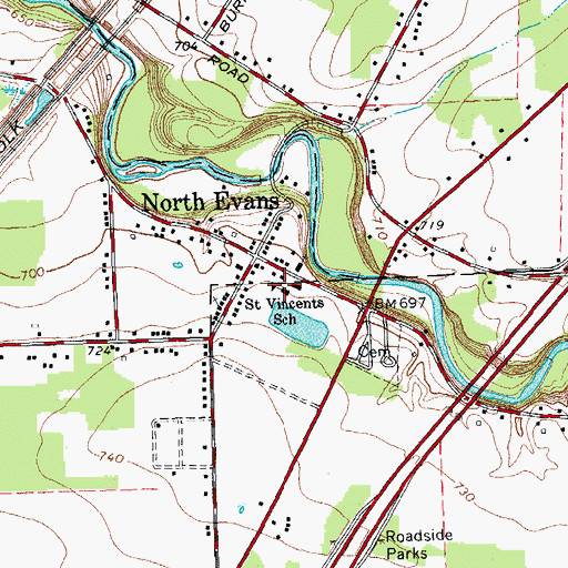 Topographic Map of Saint Vincents School, NY