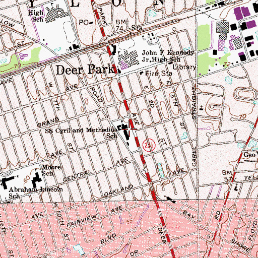 Topographic Map of Saints Cyril and Methodius School, NY