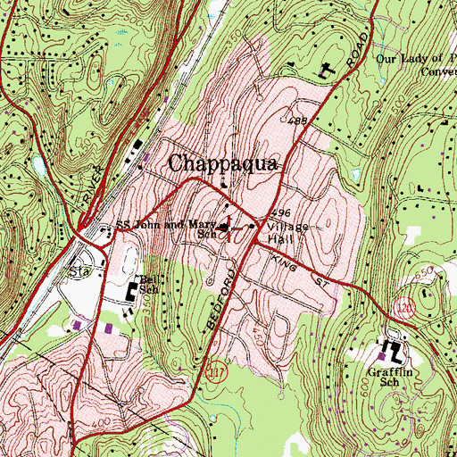 Topographic Map of Saints John and Mary School, NY
