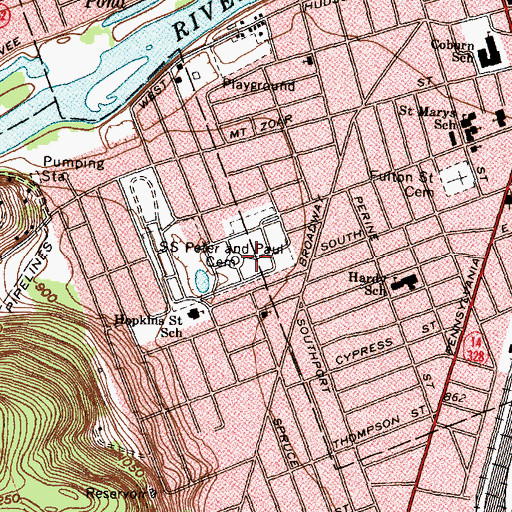 Topographic Map of Saints Peter and Paul Cemetery, NY