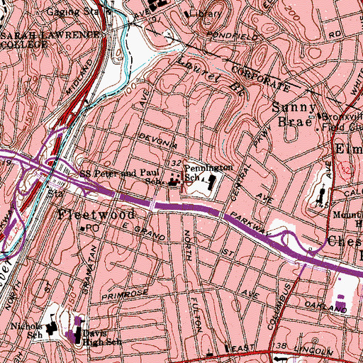 Topographic Map of Saints Peter and Paul School, NY