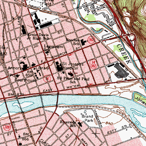 Topographic Map of Saints Peter and Paul School, NY