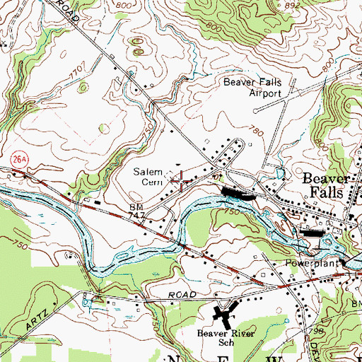 Topographic Map of Beaver Falls New Cemetery, NY