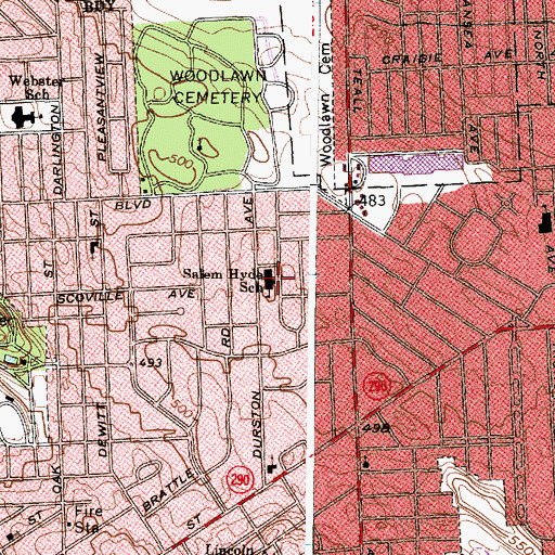 Topographic Map of Salem Hyde Elementary School, NY