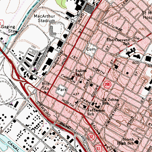 Topographic Map of Salina School, NY