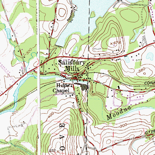 Topographic Map of Salisbury Mills, NY