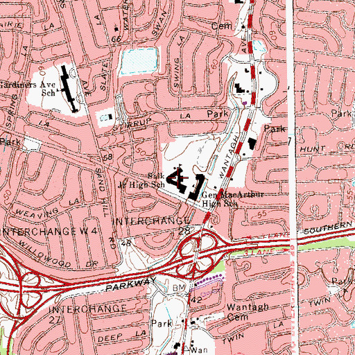 Topographic Map of Jonas E Salk Middle School, NY