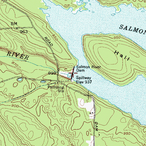 Topographic Map of Salmon River Reservoir, NY