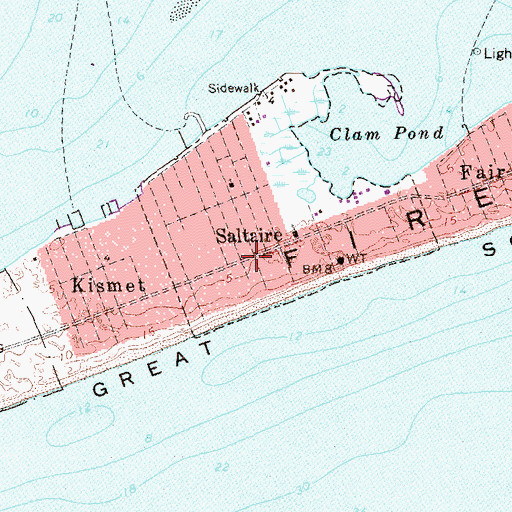 Topographic Map of Saltaire, NY