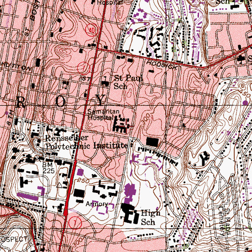 Topographic Map of Samaritan Hospital, NY