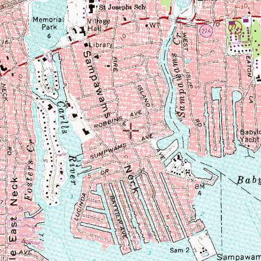 Topographic Map of Sampawams Neck, NY