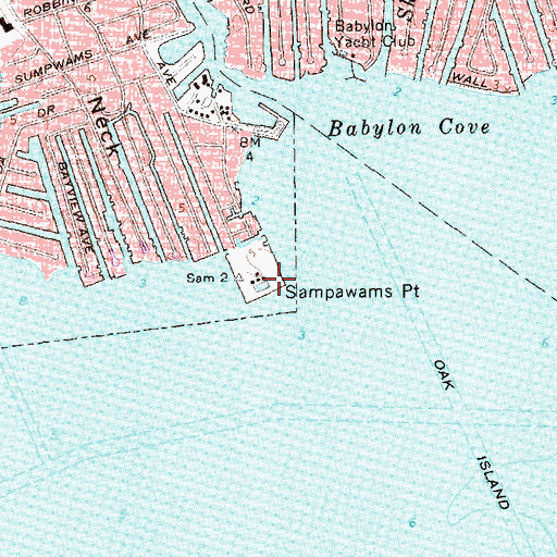 Topographic Map of Sampawams Point, NY