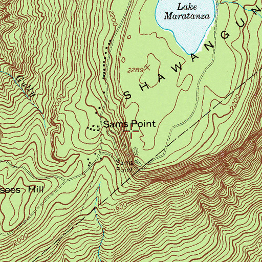 Topographic Map of Sams Point, NY