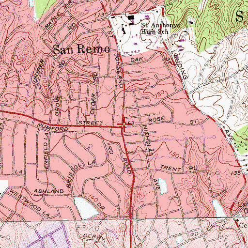 Topographic Map of San Remo, NY