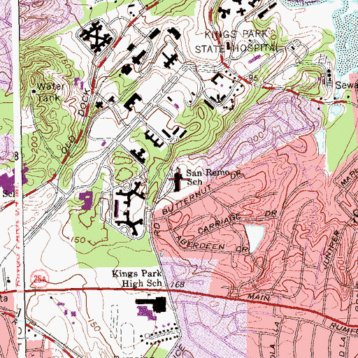 Topographic Map of San Remo Elementary School, NY