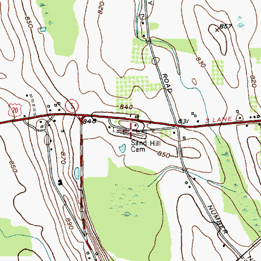 Topographic Map of Sand Hill Cemetery, NY