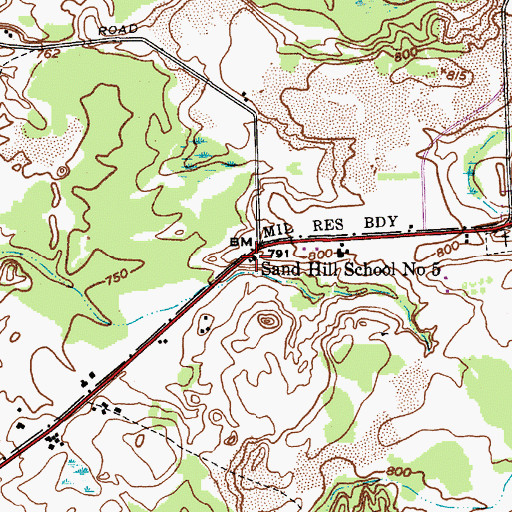 Topographic Map of Sand Hill School Number 5 (historical), NY
