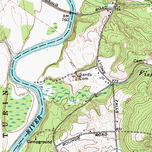 Topographic Map of Sands Cemetery, NY