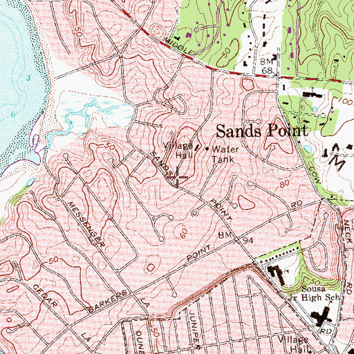 Topographic Map of Sands Point, NY
