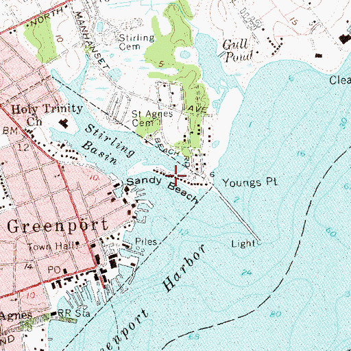Topographic Map of Sandy Beach, NY