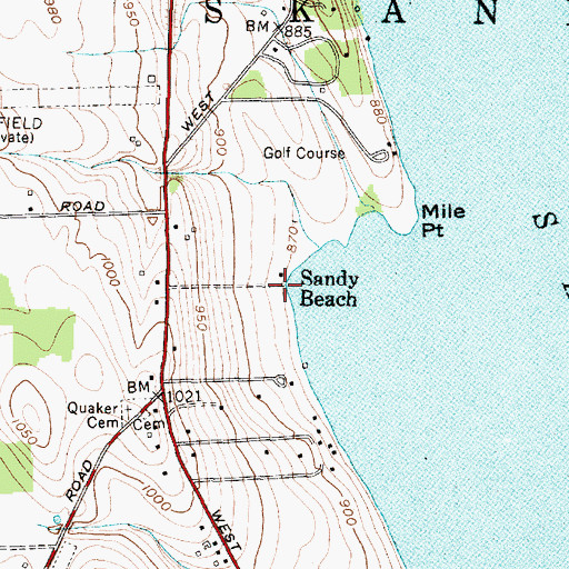 Topographic Map of Sandy Beach, NY