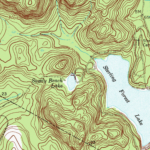 Topographic Map of Sandy Beach Lake, NY