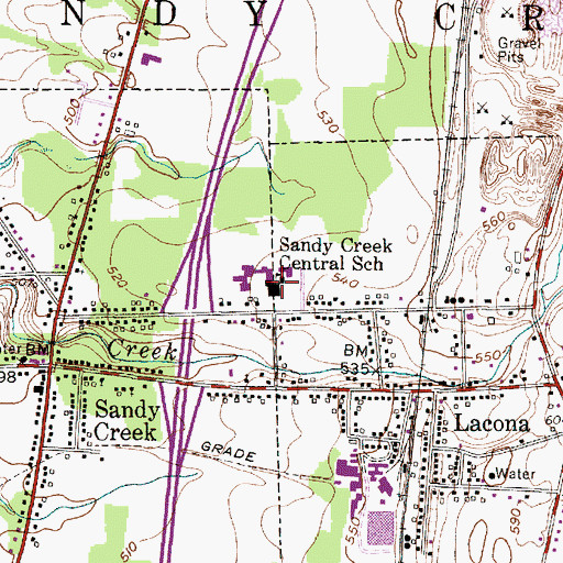 Topographic Map of Sandy Creek Central School, NY