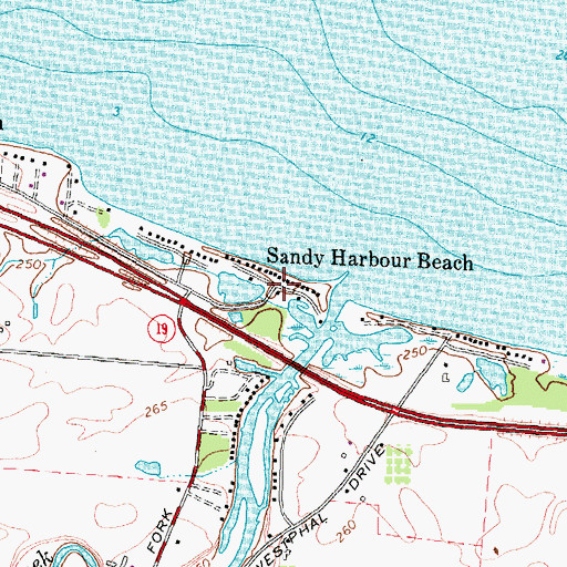 Topographic Map of Sandy Harbour Beach, NY