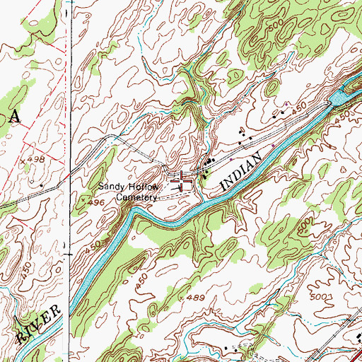 Topographic Map of Sandy Hollow Cemetery, NY