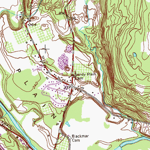 Topographic Map of Sandy Plain Cemetery, NY