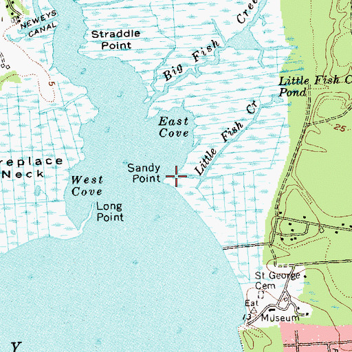 Topographic Map of Sandy Point, NY