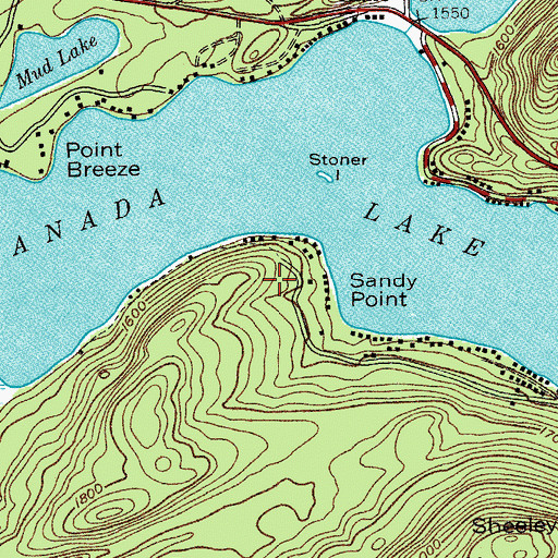 Topographic Map of Sandy Point, NY