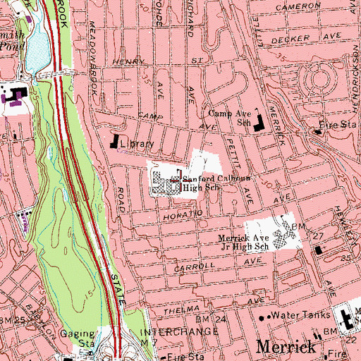 Topographic Map of Sanford Calhoun High School, NY