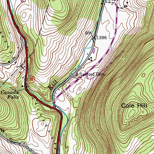 Topographic Map of Sanford Cemetery, NY