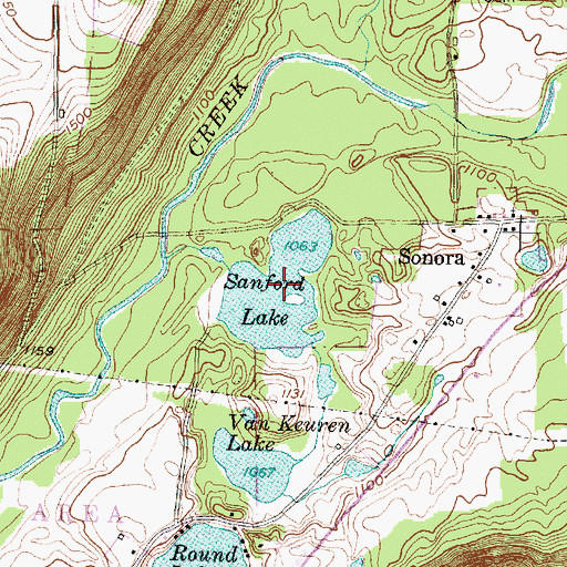 Topographic Map of Sanford Lake, NY