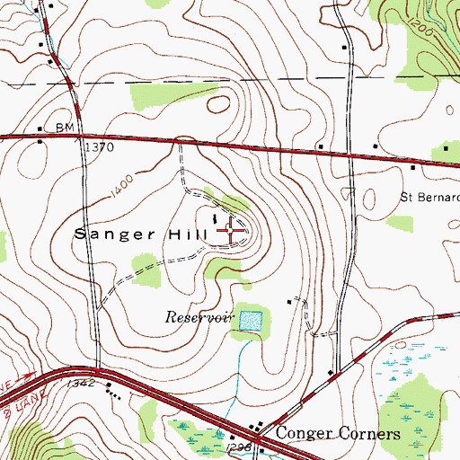 Topographic Map of Sanger Hill, NY